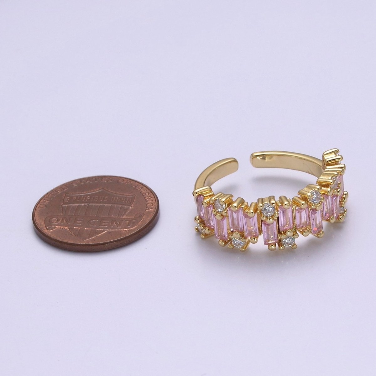 Color CZ Diamond Baguette Ring Irregular Setting Ring 14k Gold Filled Ring Stackable Adjustable Statement Jewelry S-477~S-480