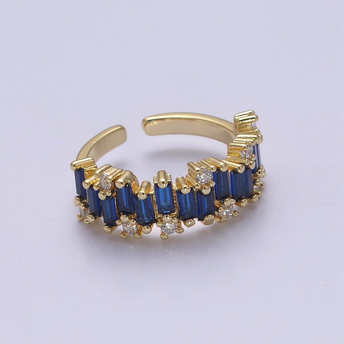 Color CZ Diamond Baguette Ring Irregular Setting Ring 14k Gold Filled Ring Stackable Adjustable Statement Jewelry S-477~S-480