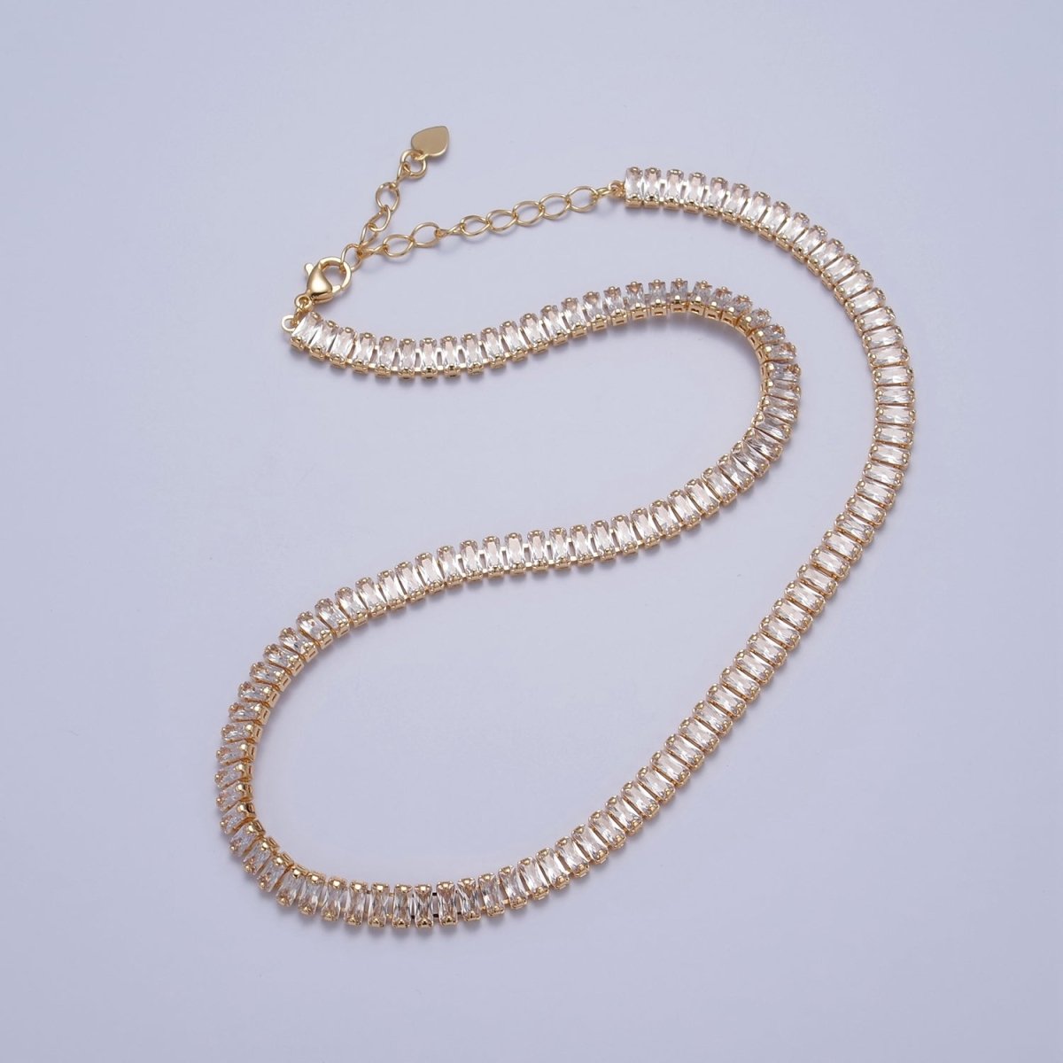 Color Tennis Baguette Necklace 24k gold Filled CZ chain necklace Layer Colorful CZ chain | WA-938 to WA-944 Clearance Pricing