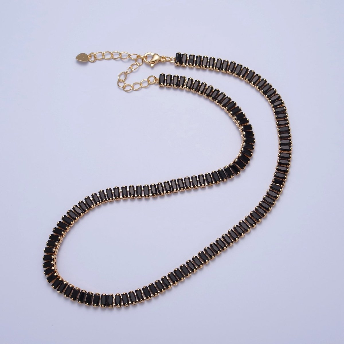 Color Tennis Baguette Necklace 24k gold Filled CZ chain necklace Layer Colorful CZ chain | WA-938 to WA-944 Clearance Pricing