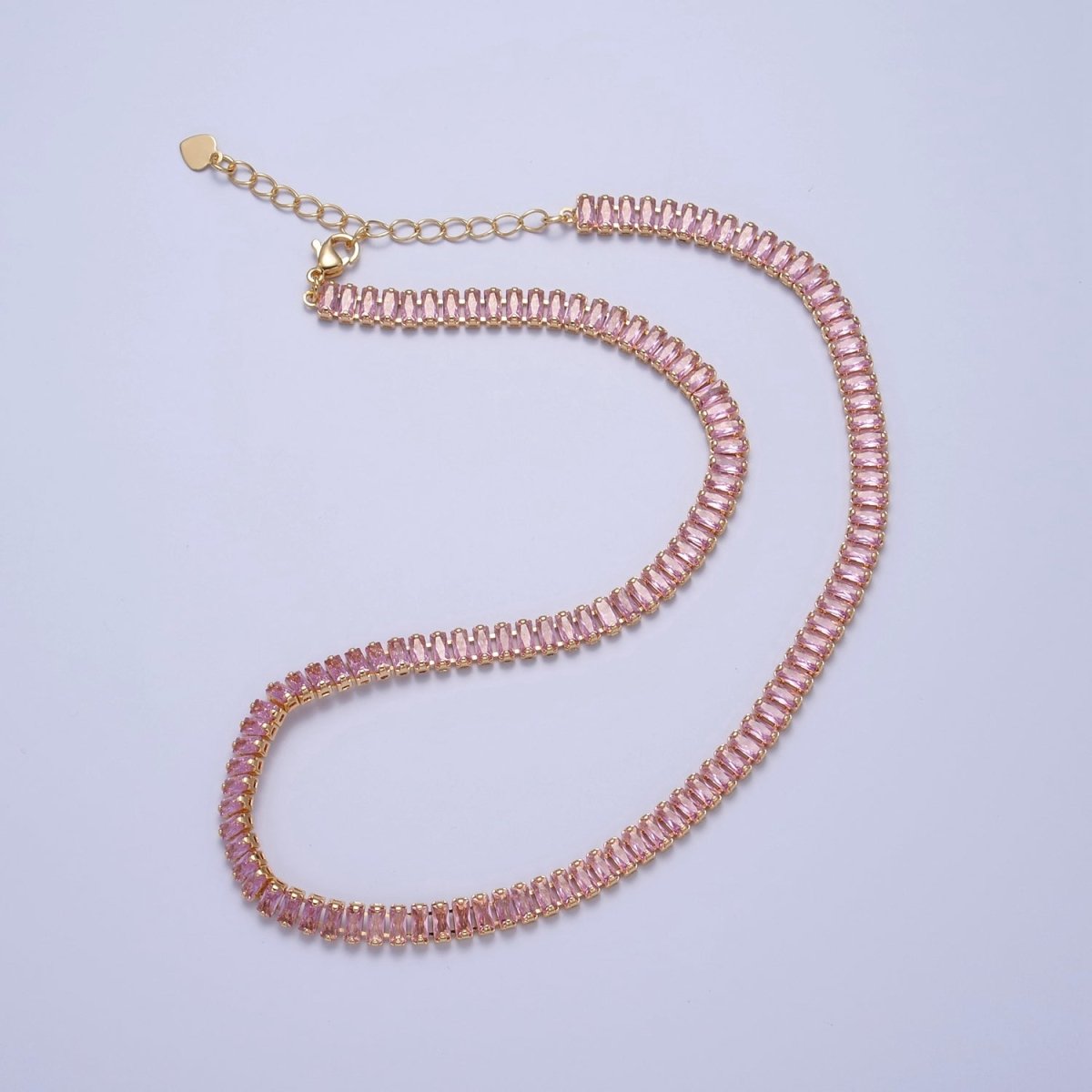 Color Tennis Baguette Necklace 24k gold Filled CZ chain necklace Layer Colorful CZ chain | WA-938 to WA-944 Clearance Pricing