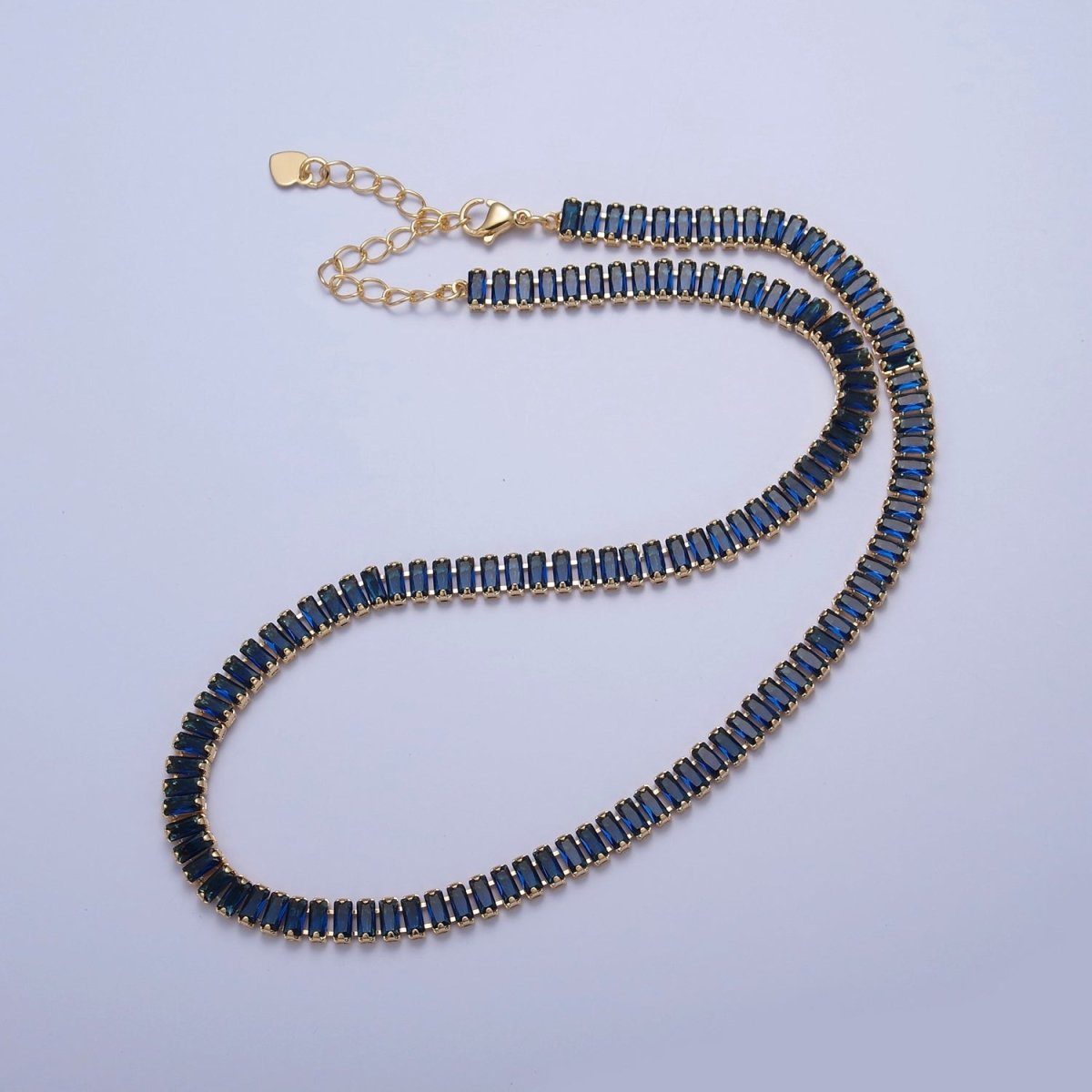 Color Tennis Baguette Necklace 24k gold Filled CZ chain necklace Layer Colorful CZ chain | WA-938 to WA-944 Clearance Pricing
