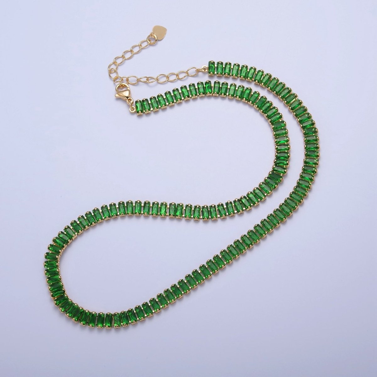 Color Tennis Baguette Necklace 24k gold Filled CZ chain necklace Layer Colorful CZ chain | WA-938 to WA-944 Clearance Pricing