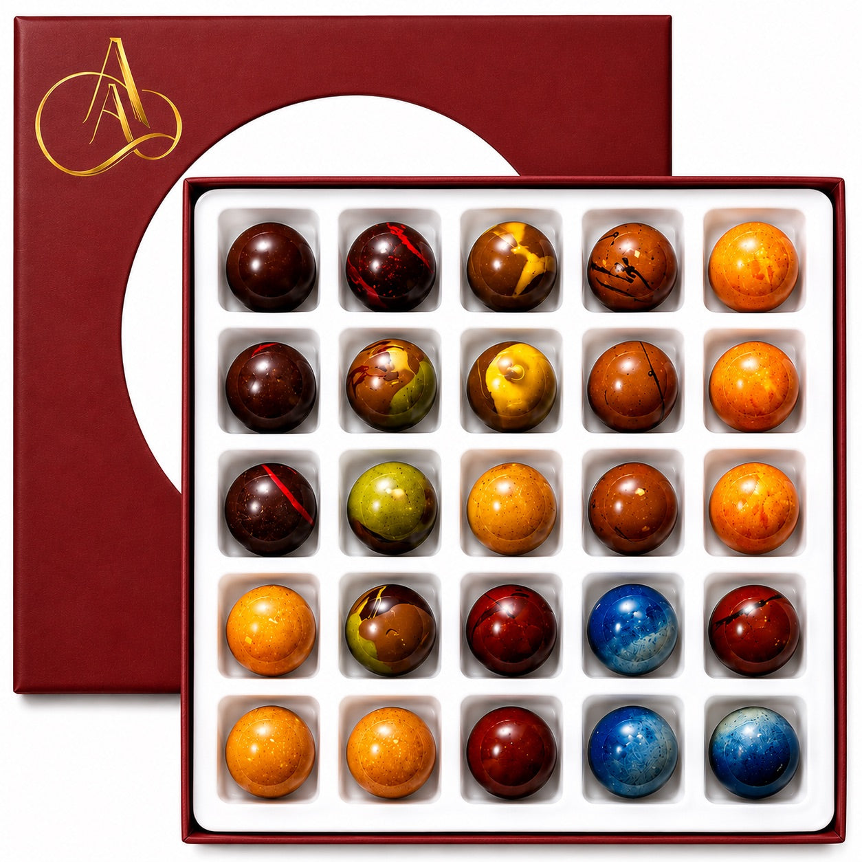 Andy Anand Sugar-Free Monet Chocolate Truffles & Pralines, 25 pc – 60% Cacao, Keto & Diabetic-Friendly, Luxury Birthday & Holiday Gift Box