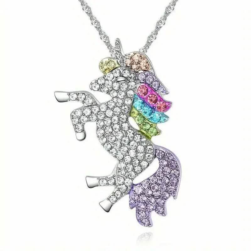 Colorful Cartoon-Themed Unicorn Earrings, Necklace, Ring & Bracelet Jewelry Set