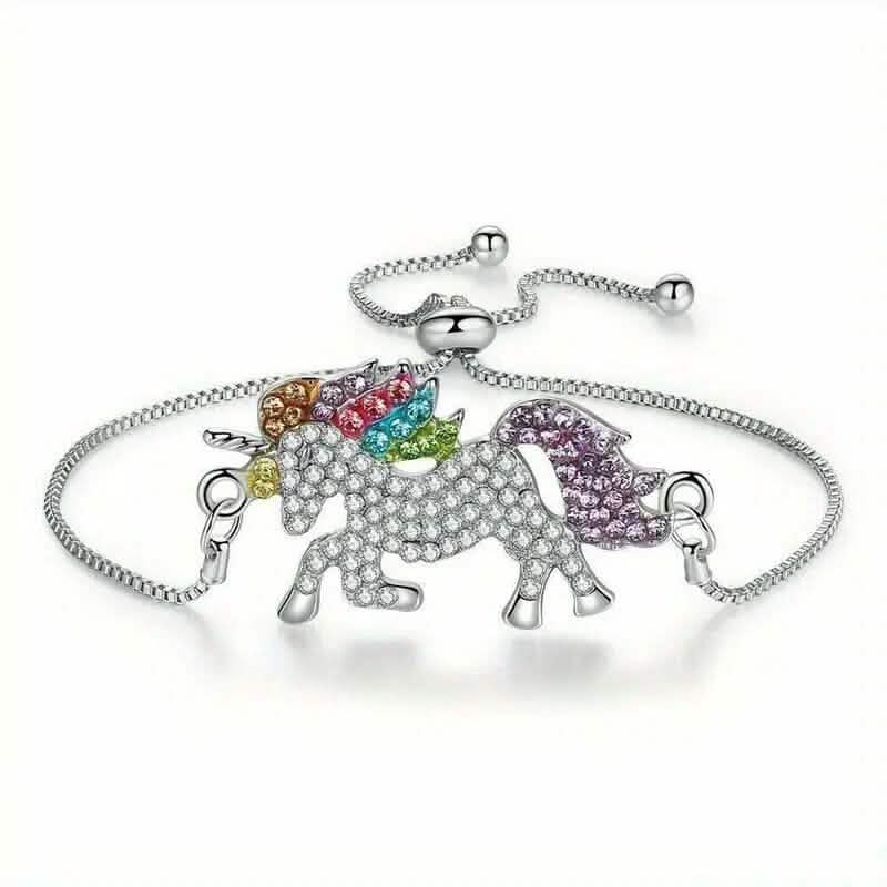 Colorful Cartoon-Themed Unicorn Earrings, Necklace, Ring & Bracelet Jewelry Set