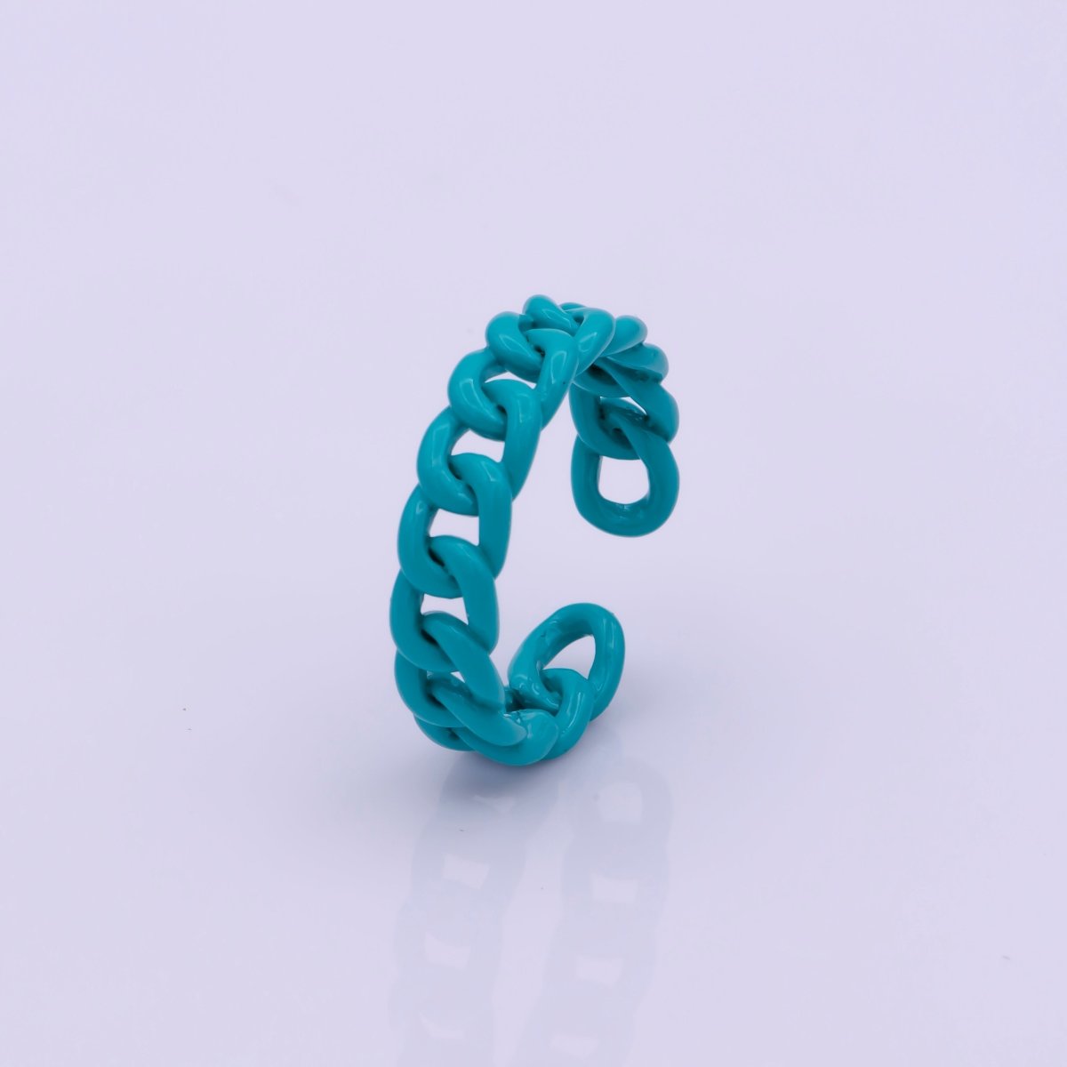Colorful Enamel Stackable Ring, Curb Chain Ring Y2K Ring Trendy Ring Yellow Green Blue Purple Pink Teal Neon Ring Jewelry Size 7