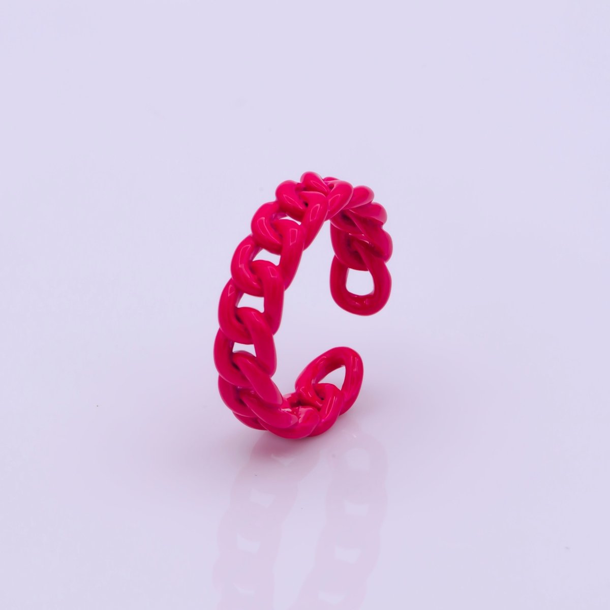 Colorful Enamel Stackable Ring, Curb Chain Ring Y2K Ring Trendy Ring Yellow Green Blue Purple Pink Teal Neon Ring Jewelry Size 7