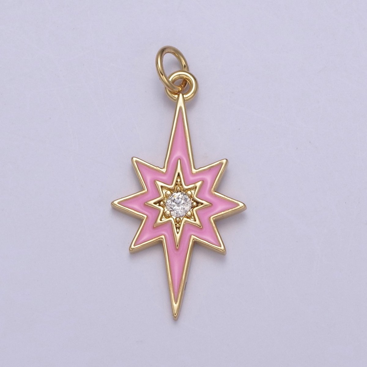 Colorful Enamel Star Charm 8 Point Star Starburst North Star Pendant - Gold Filled Statement Celestial Charm Pendant N-729 - N-735