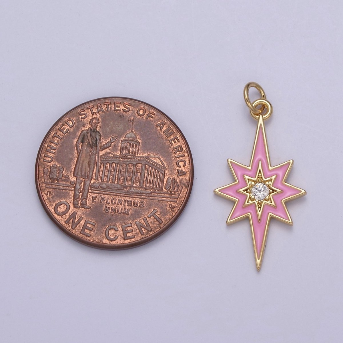 Colorful Enamel Star Charm 8 Point Star Starburst North Star Pendant - Gold Filled Statement Celestial Charm Pendant N-729 - N-735