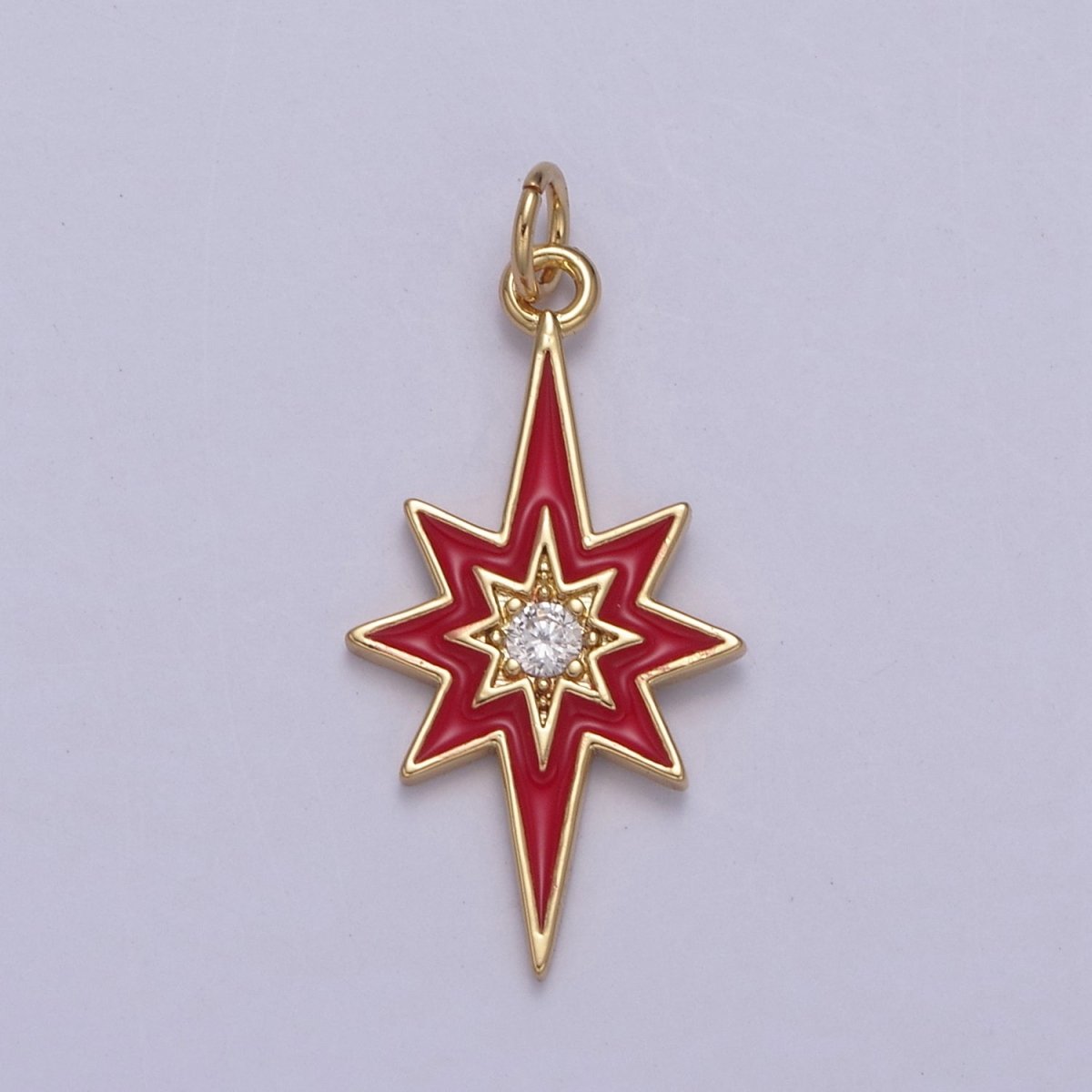 Colorful Enamel Star Charm 8 Point Star Starburst North Star Pendant - Gold Filled Statement Celestial Charm Pendant N-729 - N-735