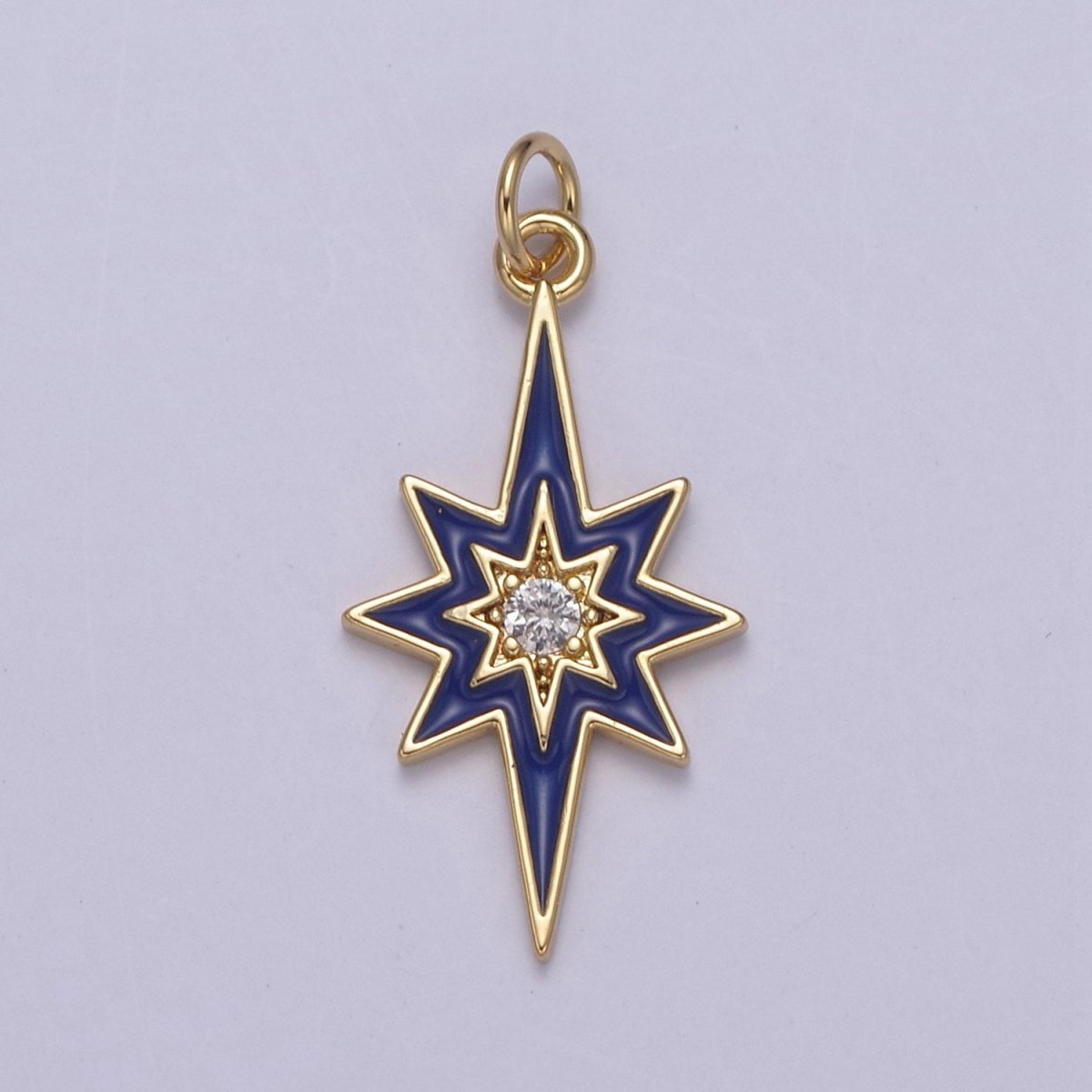 Colorful Enamel Star Charm 8 Point Star Starburst North Star Pendant - Gold Filled Statement Celestial Charm Pendant N-729 - N-735