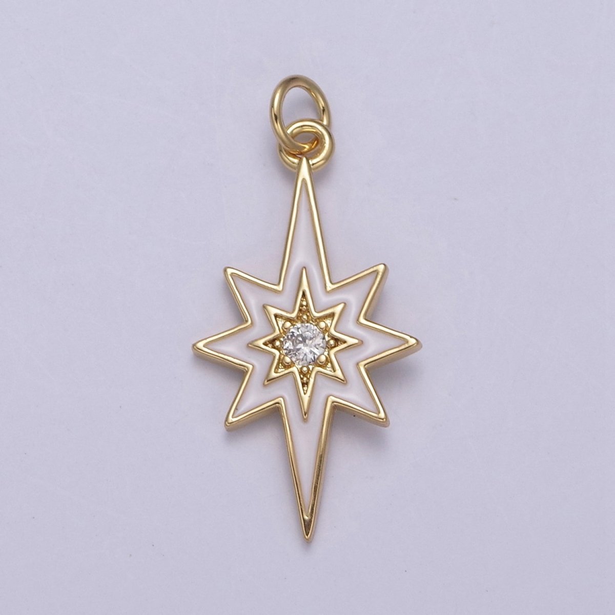 Colorful Enamel Star Charm 8 Point Star Starburst North Star Pendant - Gold Filled Statement Celestial Charm Pendant N-729 - N-735
