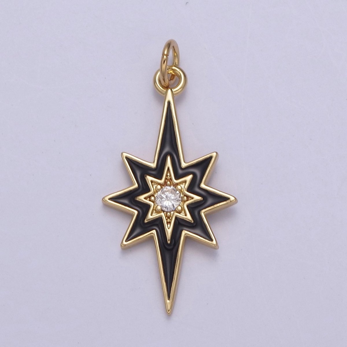 Colorful Enamel Star Charm 8 Point Star Starburst North Star Pendant - Gold Filled Statement Celestial Charm Pendant N-729 - N-735