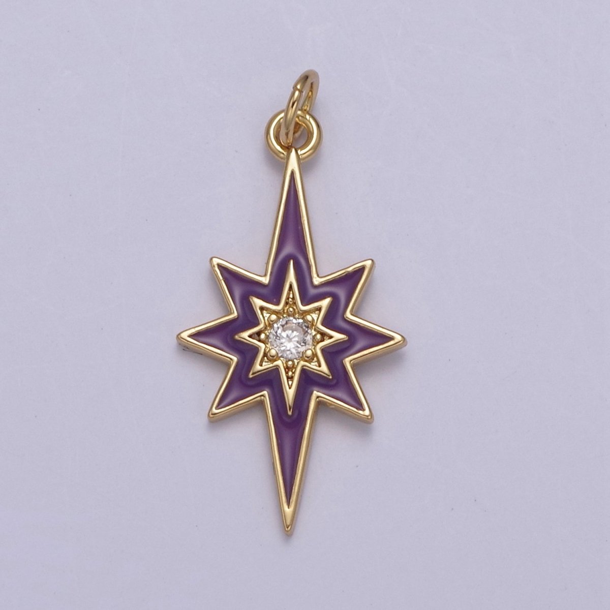 Colorful Enamel Star Charm 8 Point Star Starburst North Star Pendant - Gold Filled Statement Celestial Charm Pendant N-729 - N-735