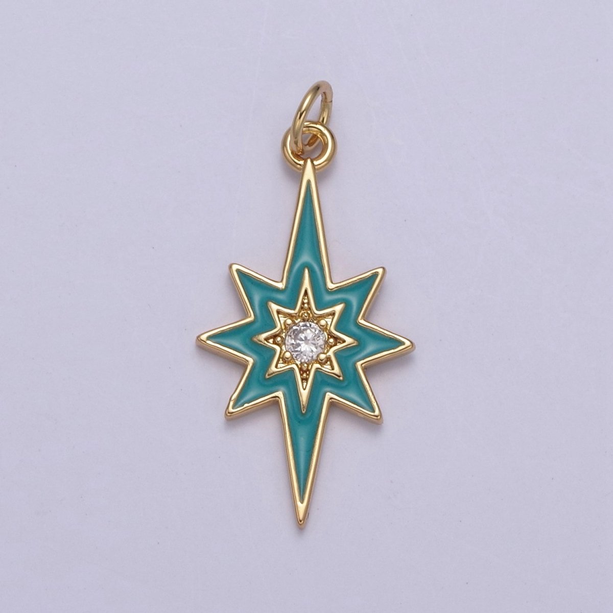 Colorful Enamel Star Charm 8 Point Star Starburst North Star Pendant - Gold Filled Statement Celestial Charm Pendant N-729 - N-735