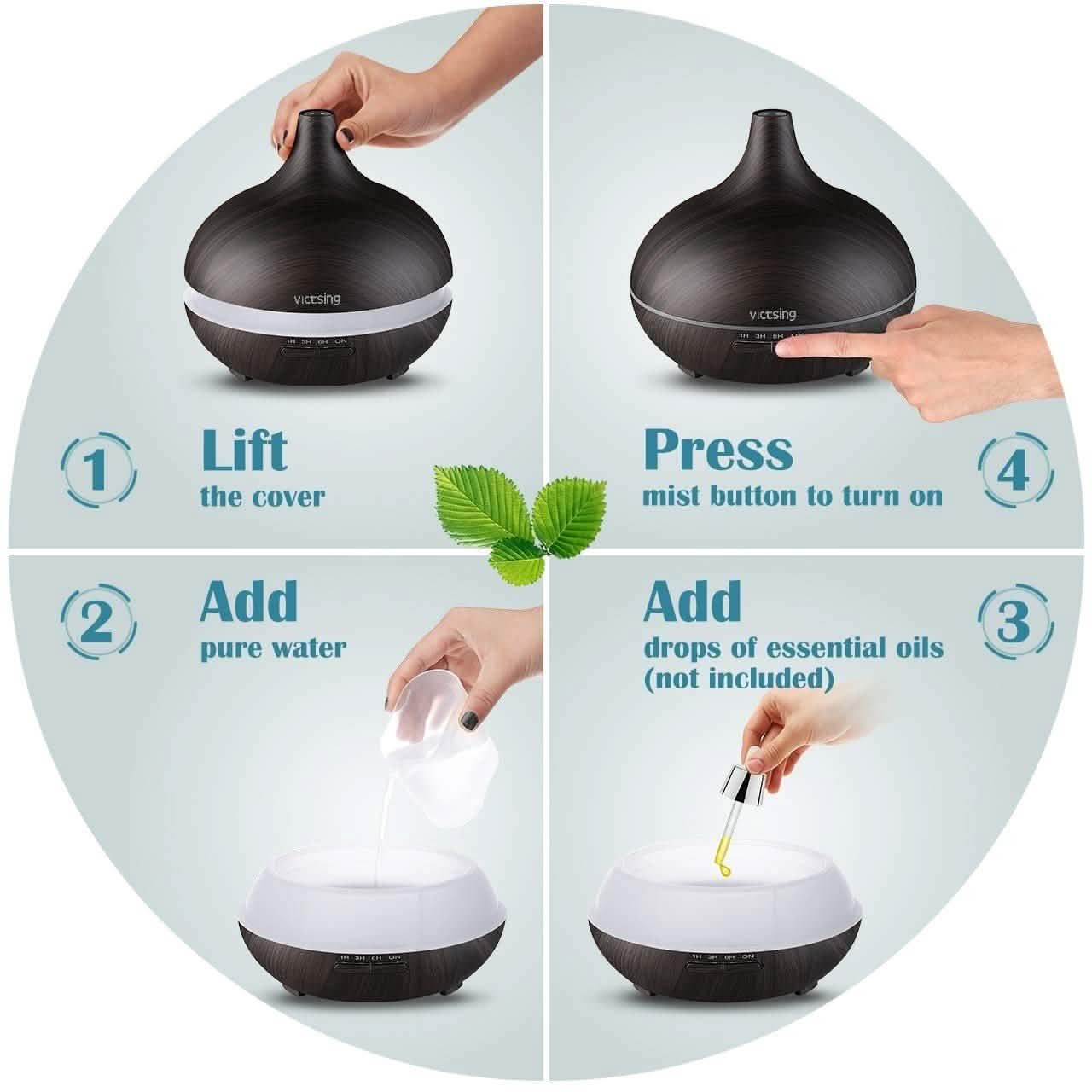 Humidificateur à brume fraîche, diffuseur d'arômes à ultrasons