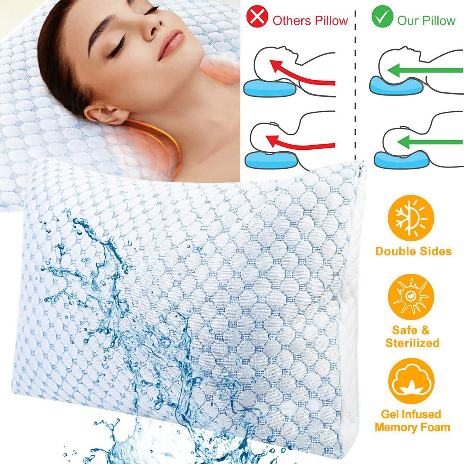 Oreiller rafraîchissant en mousse à mémoire de forme ventilée avec gel rafraîchissant intégré