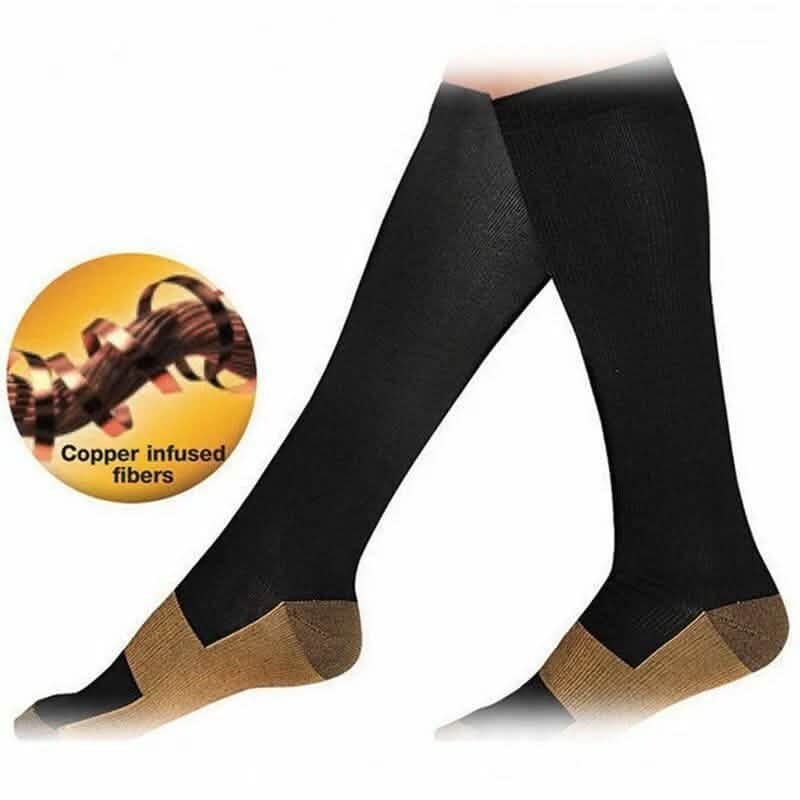 Copper Compression Socks 20-30mmHg Graduated Support L/XL for Men and Women