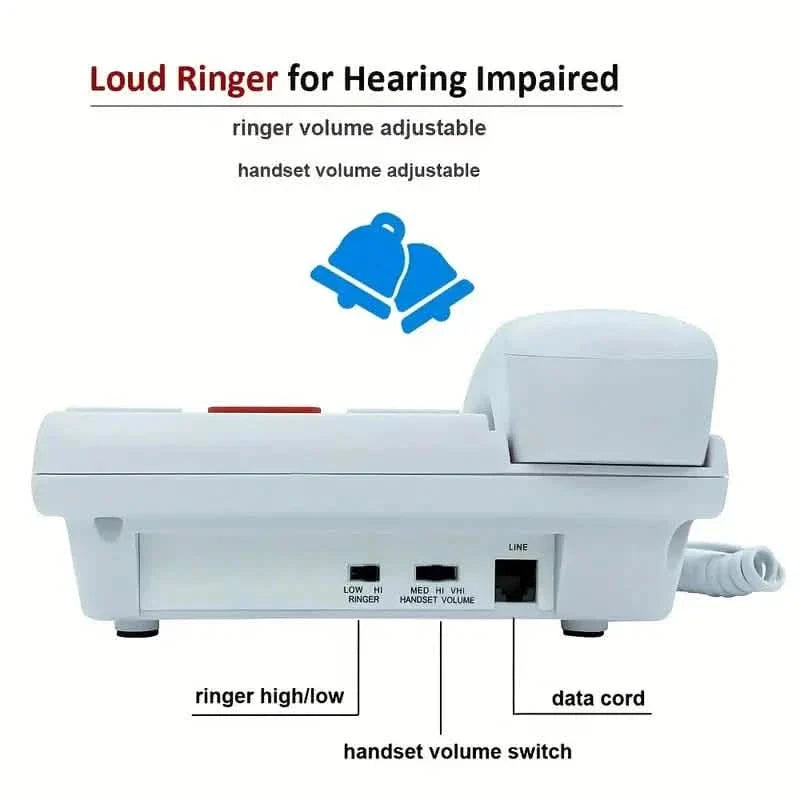 Corded Landline Telephone with Big Buttons for Seniors Home Phone