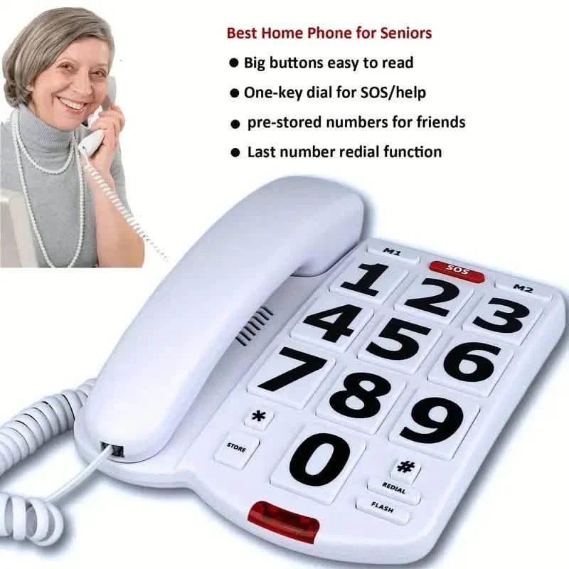 Corded Landline Telephone with Big Buttons for Seniors Home Phone