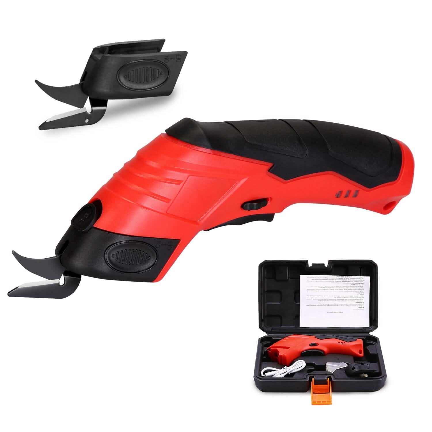Cordless Electric Scissors Automatic Shears Cutting Tool with Rechargeable Battery 2 Replaceable Blades 10000RPM Fabric Cutter