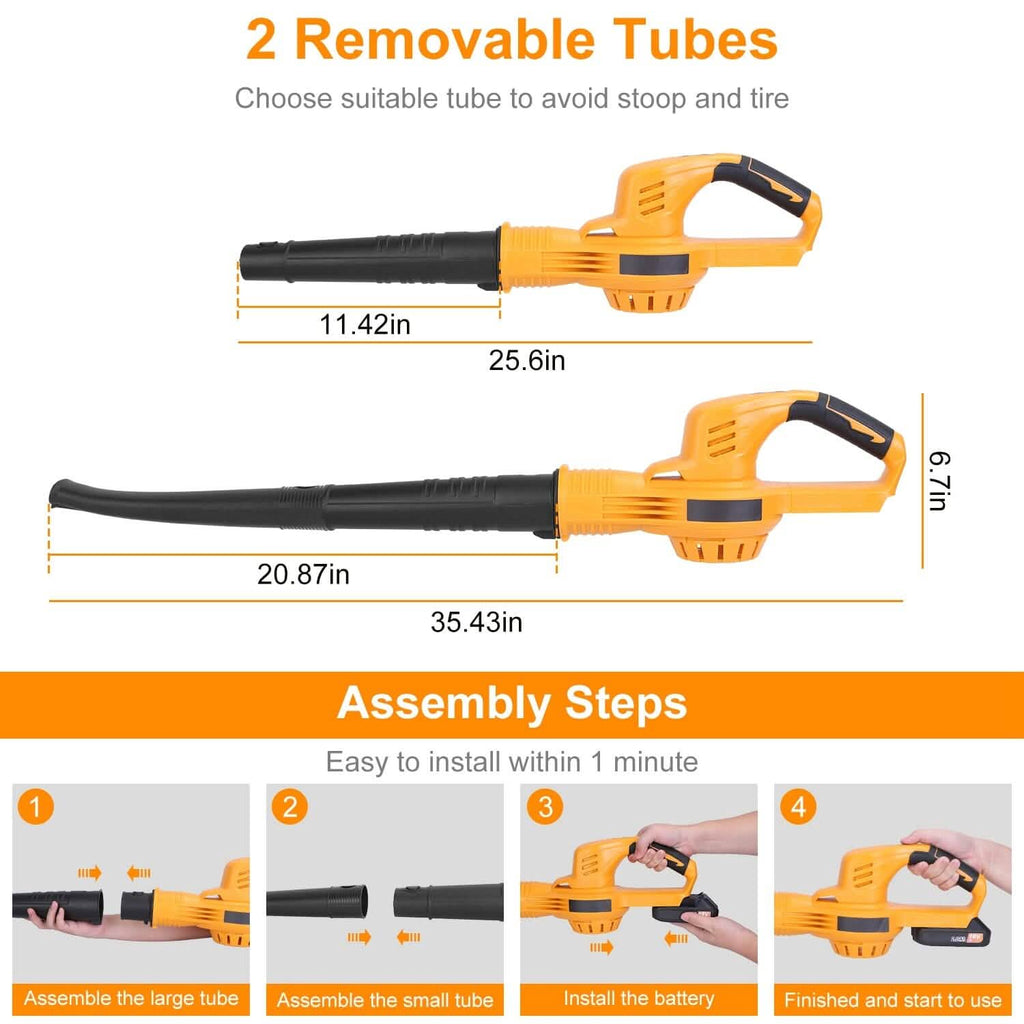 Cordless Leaf Blower Battery Powered Max 124MPH 300CFM with 2 Adjustable Speeds