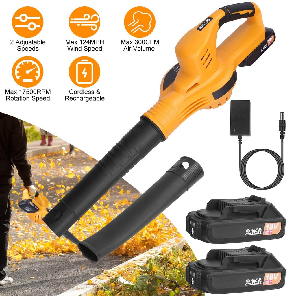 Cordless Leaf Blower Battery Powered Max 124MPH 300CFM with 2 Adjustable Speeds