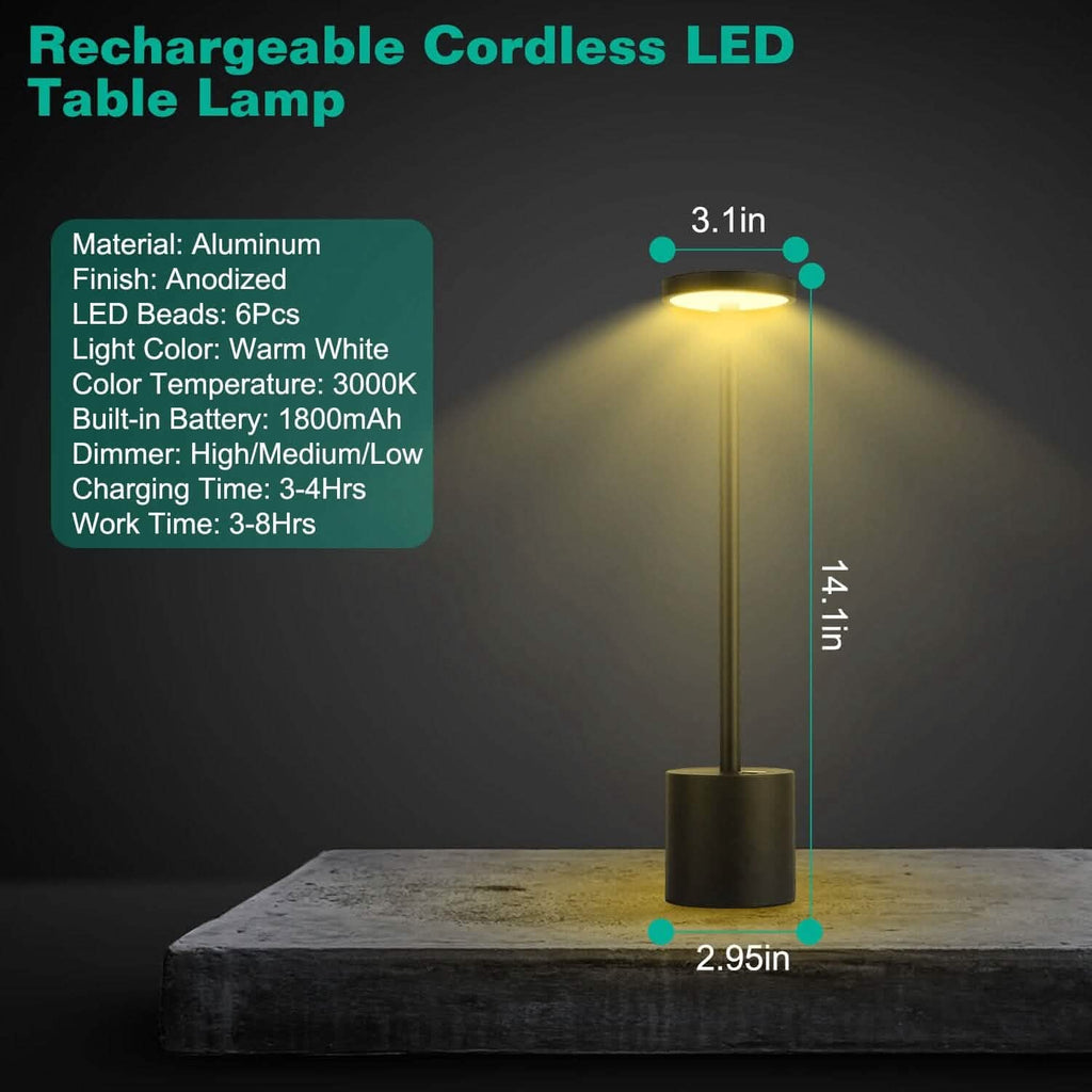 Lampe de table sans fil portable et rechargeable