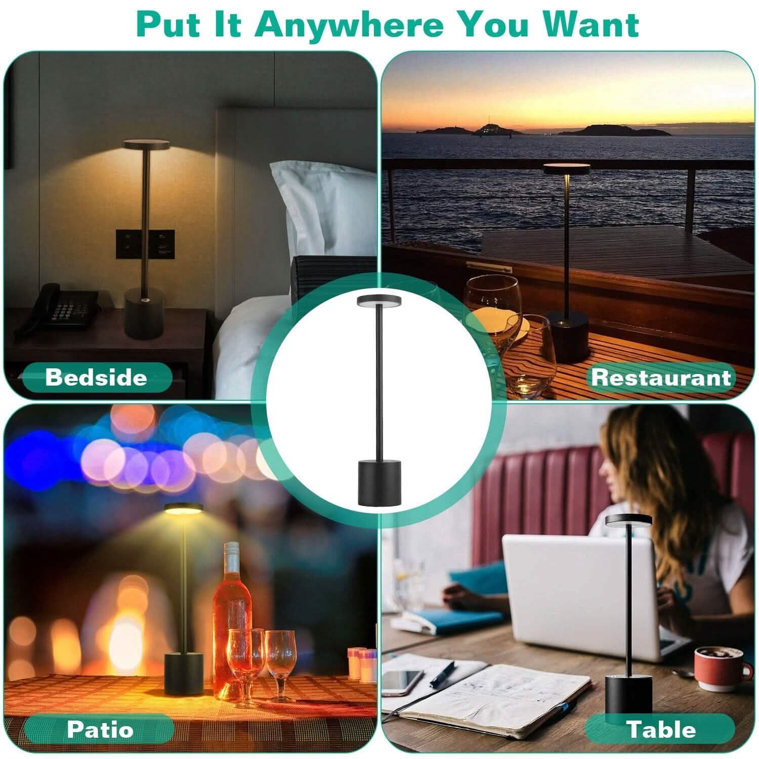 Lampe de table sans fil portable et rechargeable