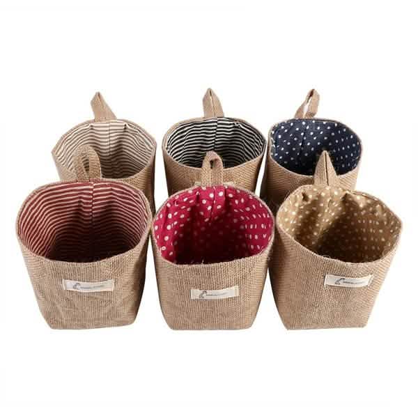 Sac de rangement suspendu en coton et lin pour la maison