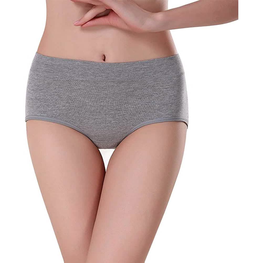Lot de 5 : Culottes Femme Taille Moyenne Anti-Bourrelets Couverture Complète en Coton