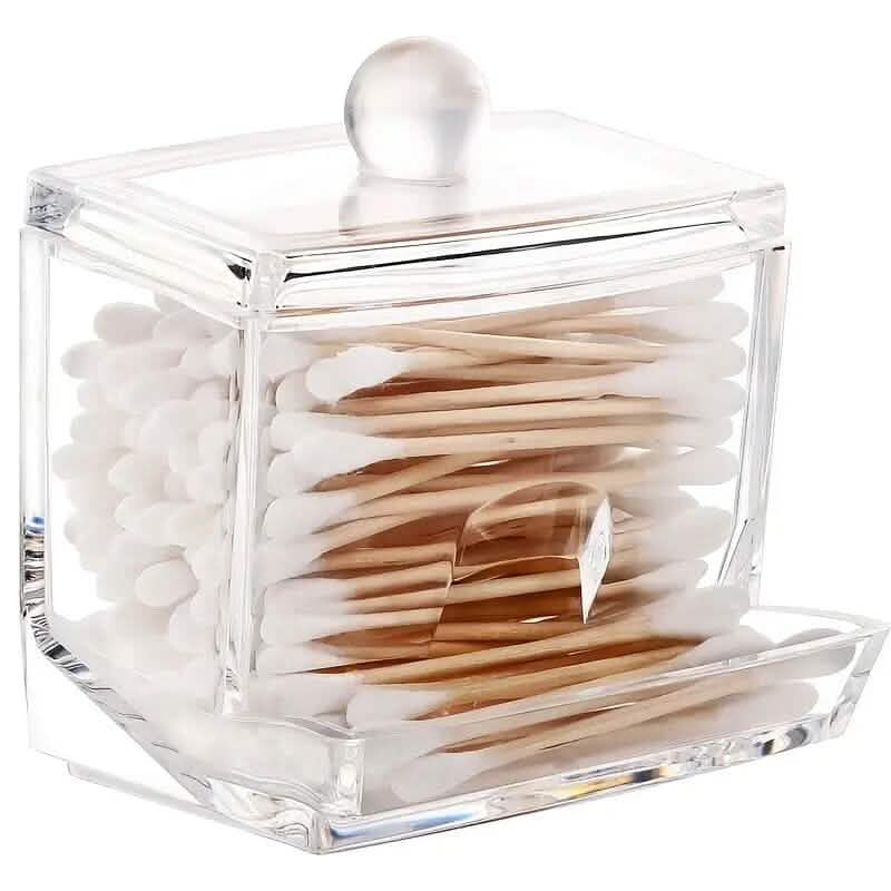 Porte-coton-tige Distributeur de boules de coton Organisateur Récipients de rangement transparents