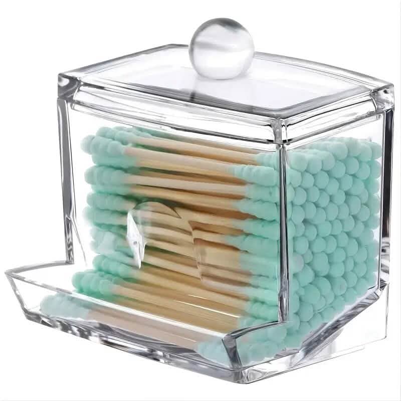 Porte-coton-tige Distributeur de boules de coton Organisateur Récipients de rangement transparents
