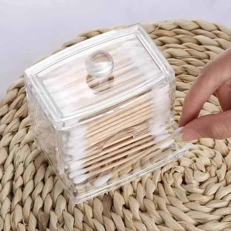 Porte-coton-tige Distributeur de boules de coton Organisateur Récipients de rangement transparents