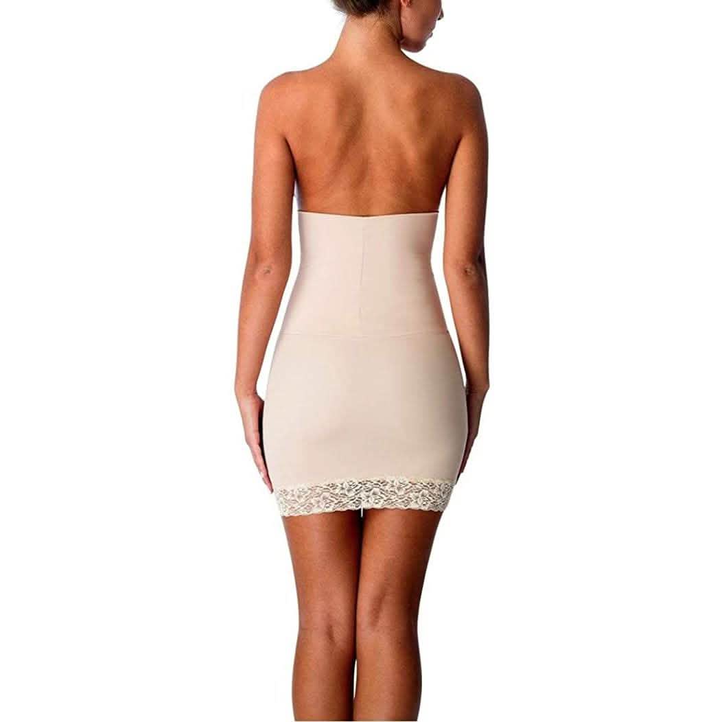 Jupon gainant mi-long effet ventre plat avec dentelle pour femme Cover Girl Shapewear Paris