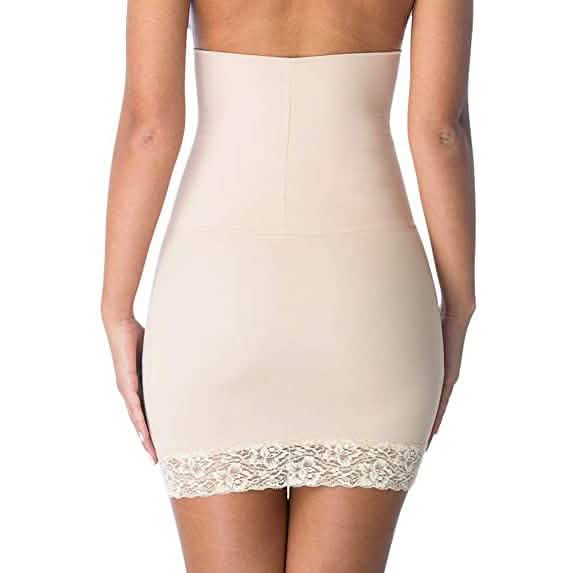 Jupon gainant mi-long effet ventre plat avec dentelle pour femme Cover Girl Shapewear Paris