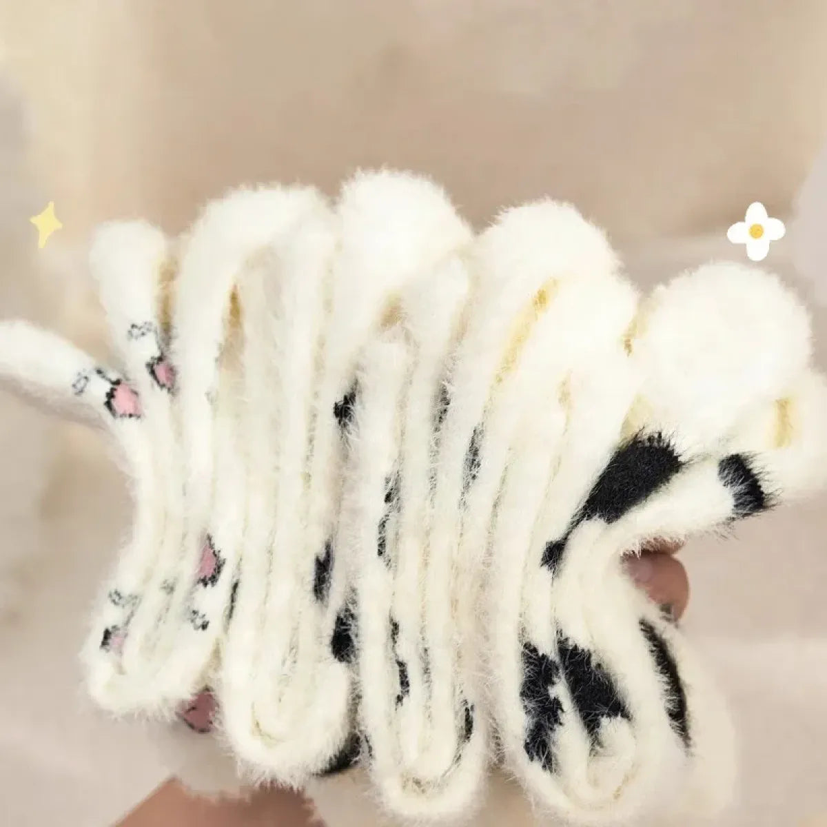 Cute Cow Mink Velvet Socks - Women's Winter Boot Socks