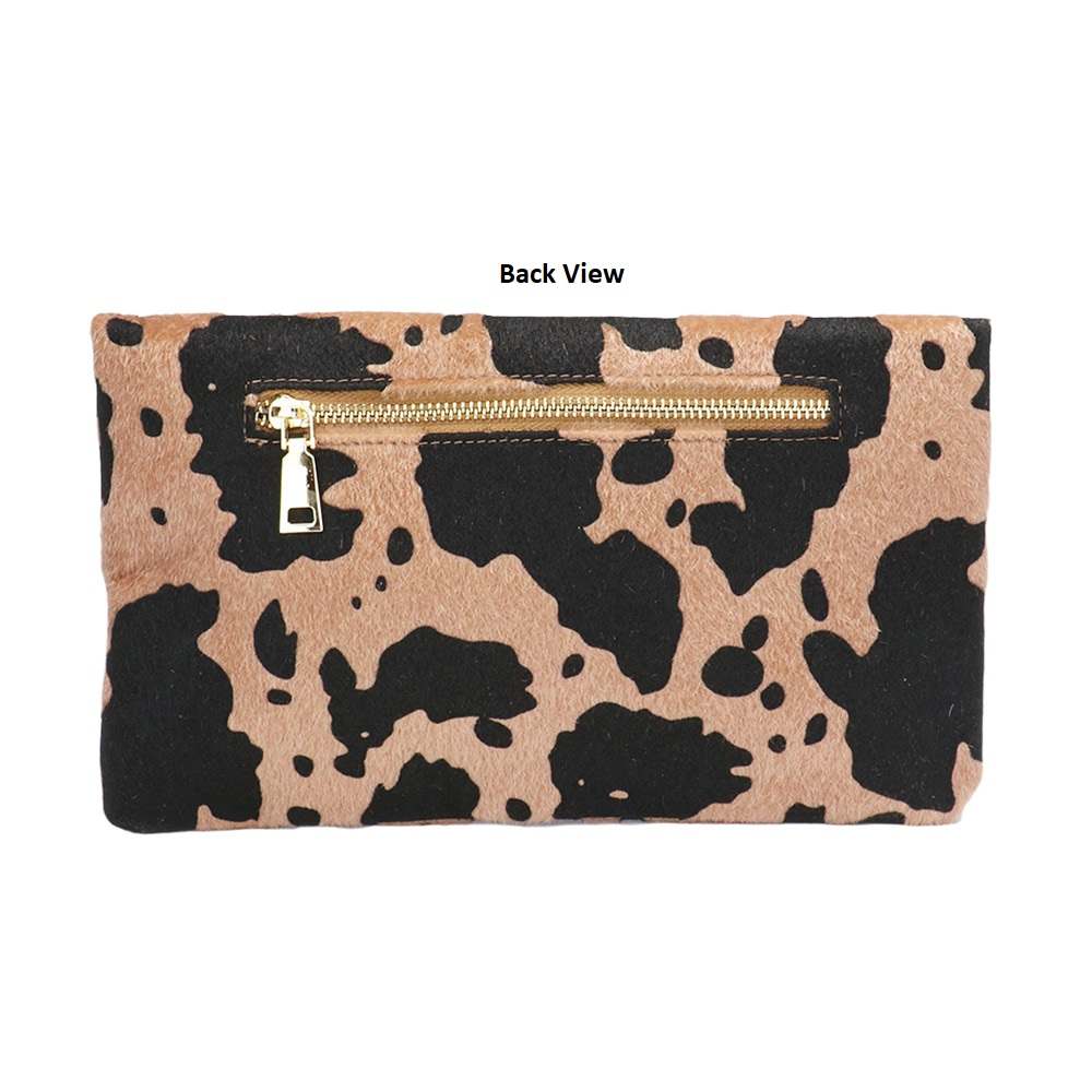 Cow Patterned Folding Clutch Bag