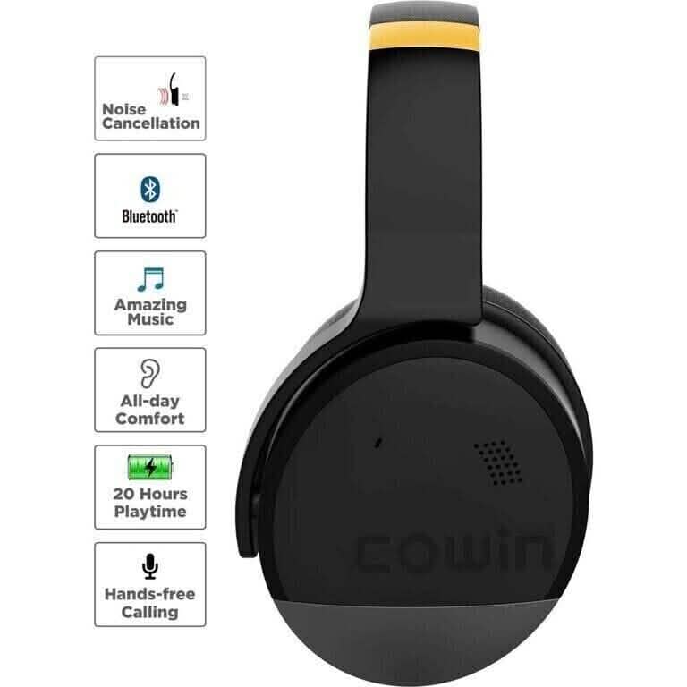 COWIN E8 アクティブノイズキャンセリング Bluetoothワイヤレスヘッドホン ブラック＆ゴールド（リファービッシュ品）