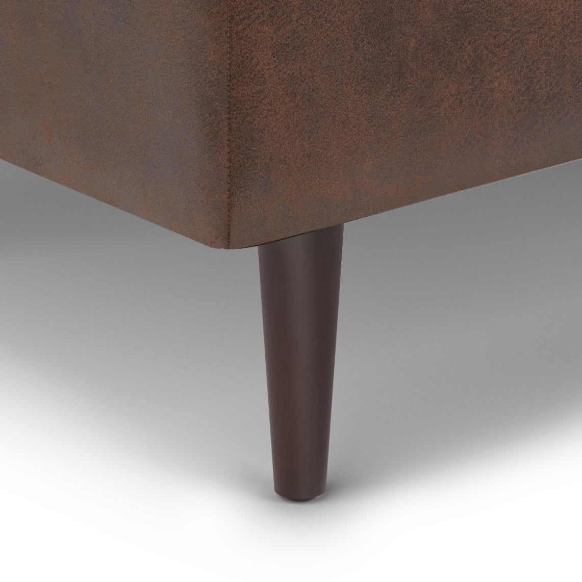Shay 34 Inch Wide Mid-Century Small Coffee Table Storage Ottoman in Distressed Chestnut