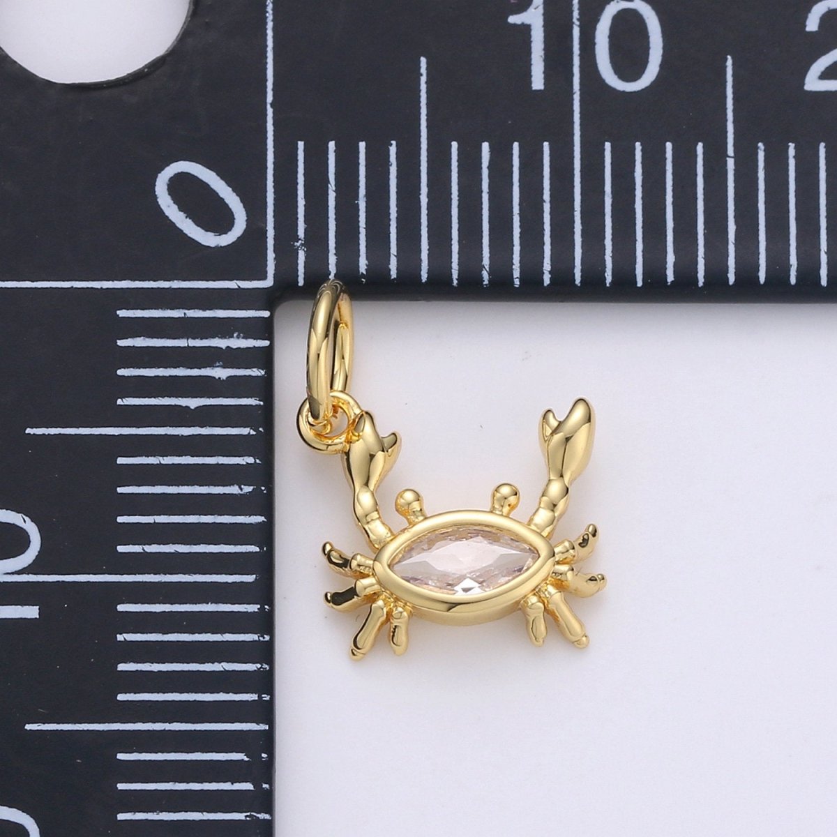 Crab 24K Gold Filled Tiny Charms, Gold Filled Crabby Charm, Gold Beach Charm, Silver Crab charm CZ Under the sea Jewelry Inspired | D-553 D-554