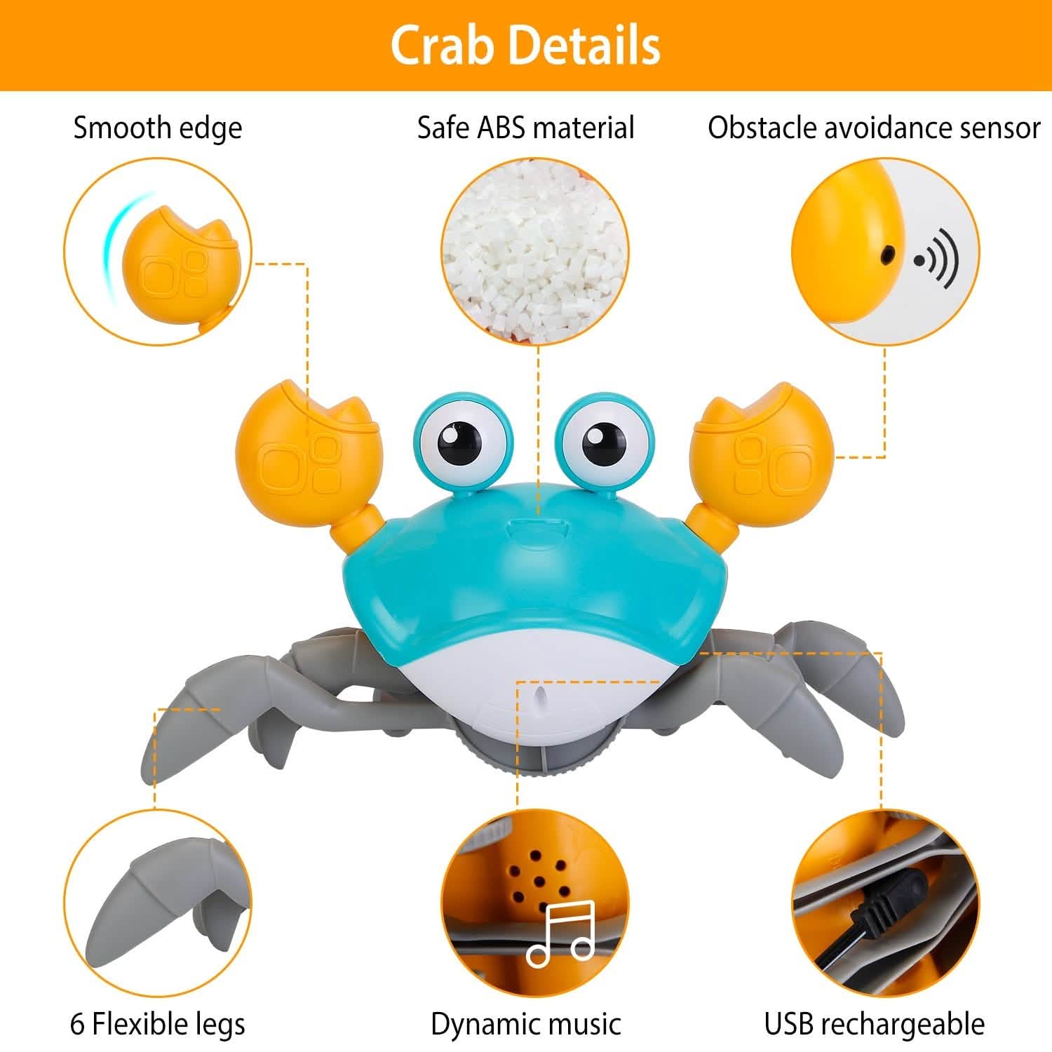 Crawling Crab Baby Toy with Music and LED Light
