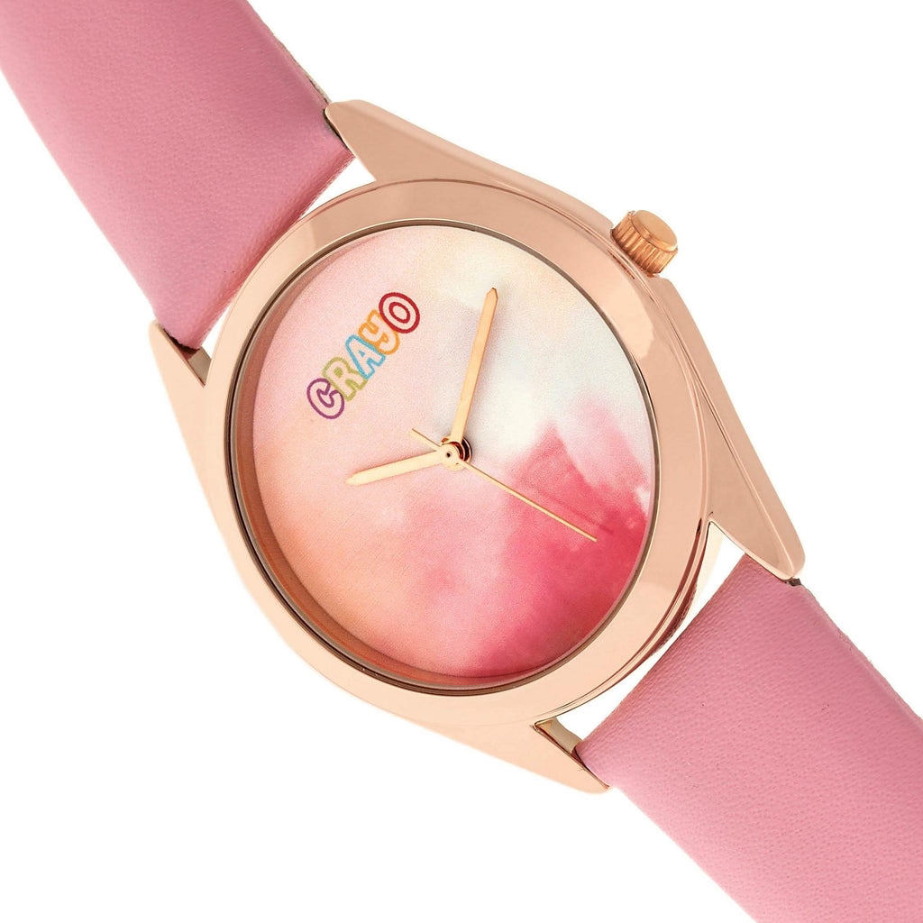 Crayo Graffiti Multicolor Dial Powder Leather Watch