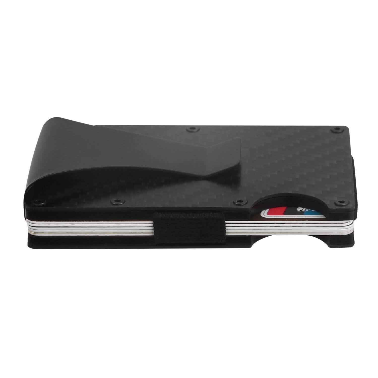 Porte-cartes avec pince à billets en fibre de carbone anti-RFID pour homme