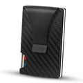 Porte-cartes avec pince à billets en fibre de carbone anti-RFID pour homme