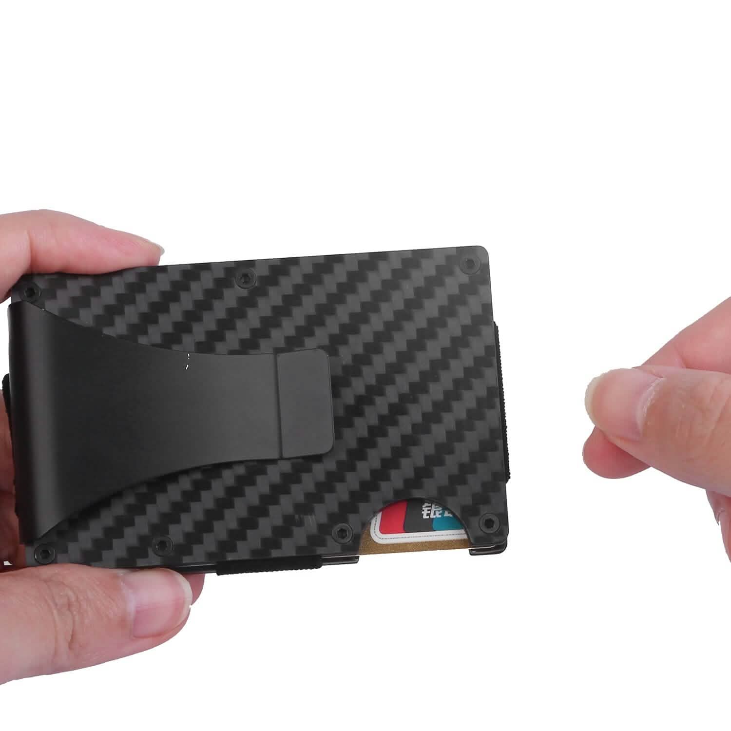 Porte-cartes avec pince à billets en fibre de carbone anti-RFID pour homme