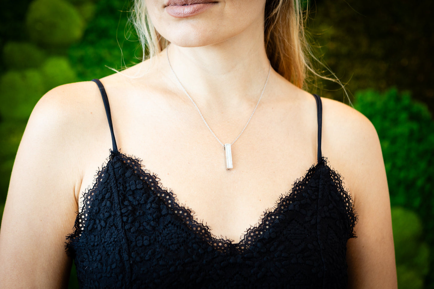 Opal Bar Cremation Necklace - Engravable