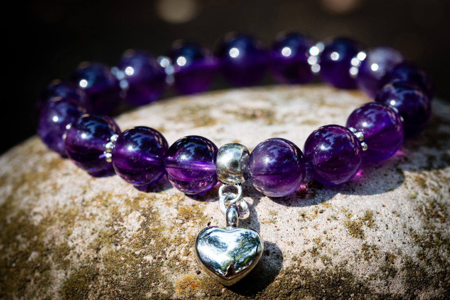 Dark Amethyst Keepsake Heart Bracelet