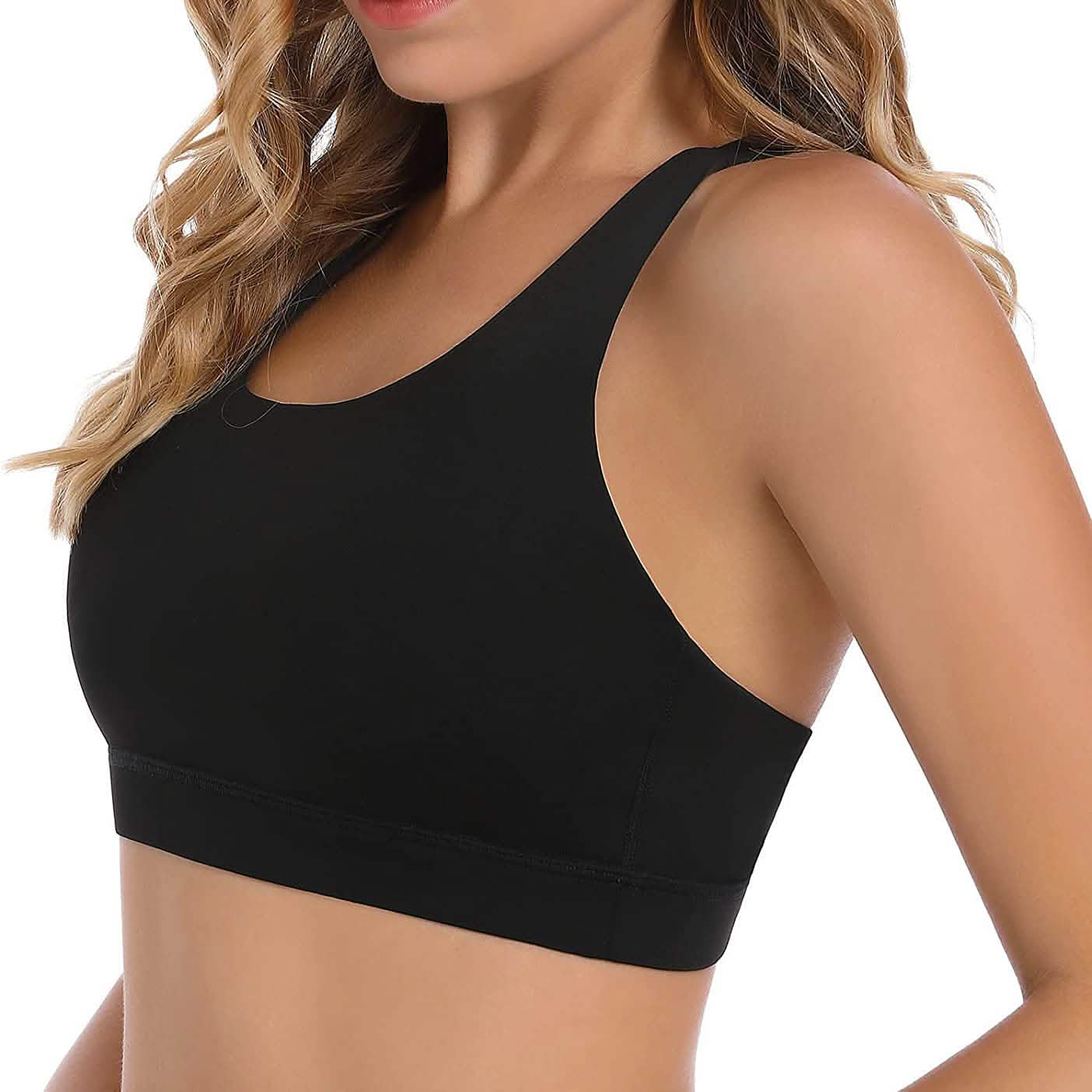 Soutien-gorge de sport rembourré à bretelles croisées dans le dos, maintien moyen, avec bonnets amovibles pour le yoga